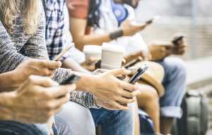 Millennials using smartphones